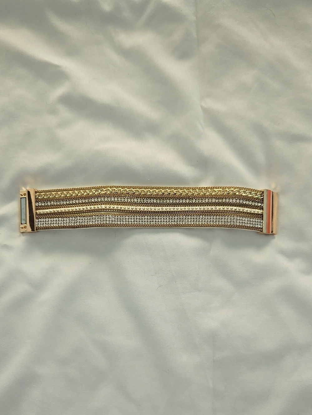 Gold Chain & Rhinestone Stretch Bracelet